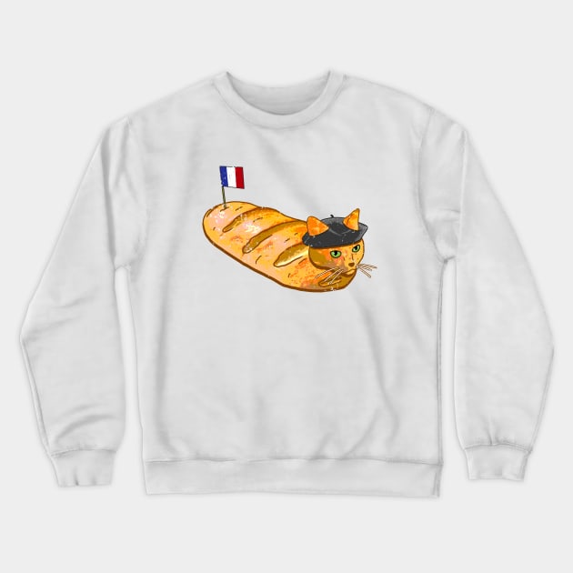 French Bread Cat Loaf Crewneck Sweatshirt by CCDesign